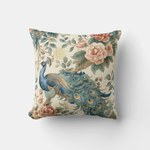 Cojín Decorativo Pavo Real Floral Elegante