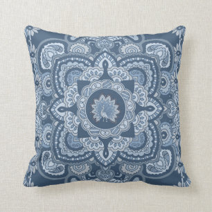 Cojín Decorativo Pavo real persa azul