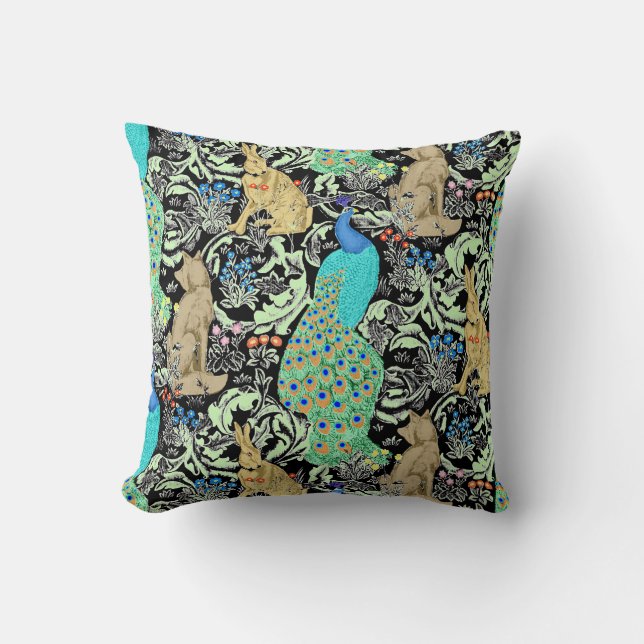 Cojín Decorativo Pavo real, turquesa y neutrales de Nouveau del (Anverso)