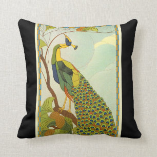 Cojín Decorativo Pavo real vienés de Nouveau del arte
