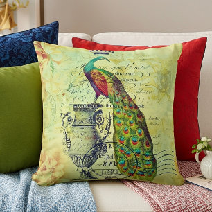 Cojín Decorativo pavo real vintage real