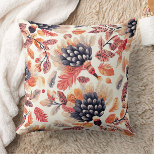 Cojín Decorativo Pavos de Otoño Vibrantes – Acuarela Caprichosa