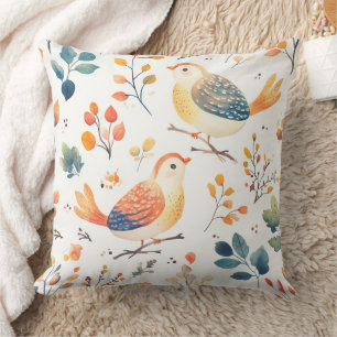 Cojín Decorativo Pavos de Otoño Vibrantes – Acuarela Caprichosa (2)