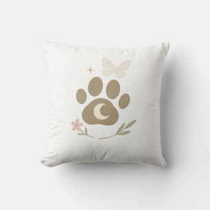 Cojín Decorativo Paw en memoria del mascota con la luna y la maripo