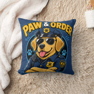 Cojín Decorativo Paw & Order Perro Policía PNG, Sublimación Diverti