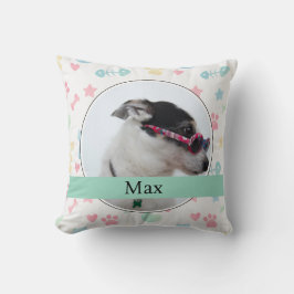 Cojín Decorativo Paw Prints & Hearts Custom Dog Photo 