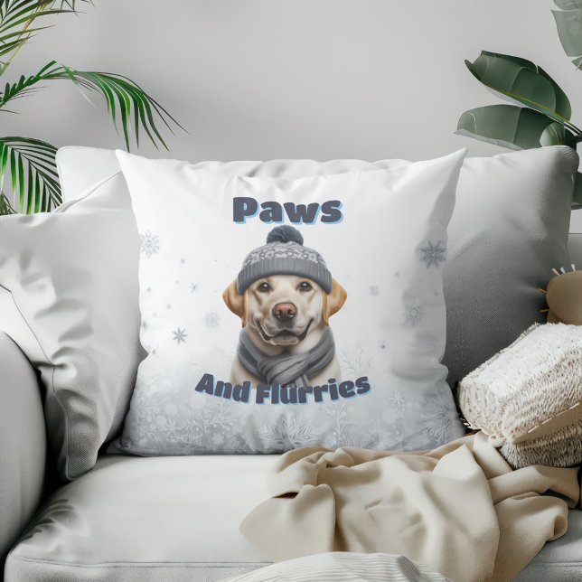 Cojín Decorativo Paws & Flurries - Diseño de Perros de Invierno (Subido por el creador)