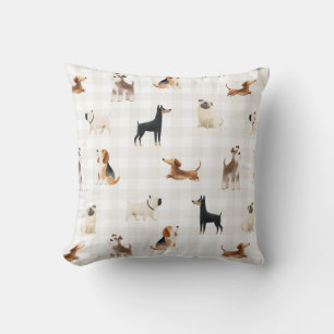 Cojín Decorativo Paws Gingham perros adorables 