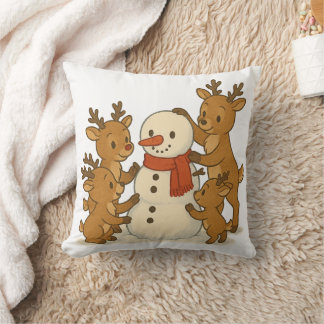 Cojín Decorativo Payaso de invierno de muñecas de nieve y reno