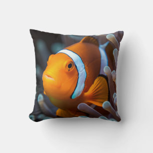 Cojín Decorativo Payaso de mar fresco y colorido con tema oceánico