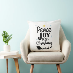Cojín Decorativo Paz Alegría Amor Navidad   Trineo de Santa moderno
