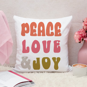 Cojín Decorativo Paz Amor Alegría Fiesta Retro Groovy