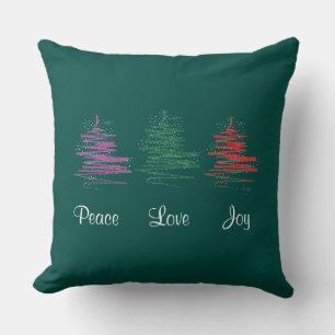 Cojín Decorativo Paz, Amor, Alegría, Verde Moderno de vacaciones