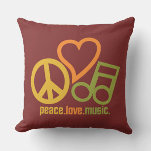 Cojín Decorativo Paz-Amor-Música personalizado color de lanzar almo