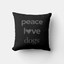 Cojín Decorativo Paz Amor Perros | Amante de Perros Negros Gráfico 