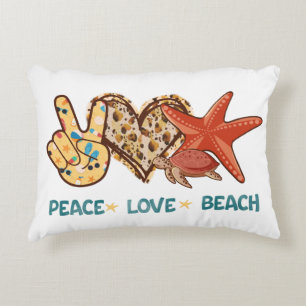 Cojín Decorativo Paz, amor, playa   Paz manual, corazón, tortuga