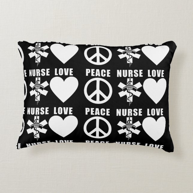 Cojín Decorativo Paz del amor de las enfermeras (Reverso)