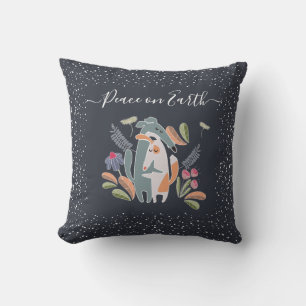 Cojín Decorativo Paz en la Tierra Abrazando a los perros Navidades