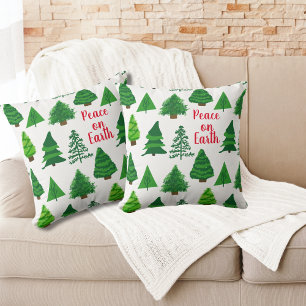 Cojín Decorativo Paz en la Tierra Árboles de Navidad