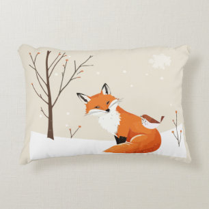 Cojín Decorativo Paz en la Tierra Minimalista Fox Bird Cute Animals