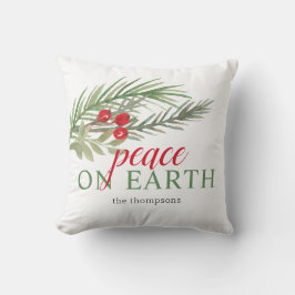 Cojín Decorativo Paz en la Tierra Vegetación Navideña Festiva