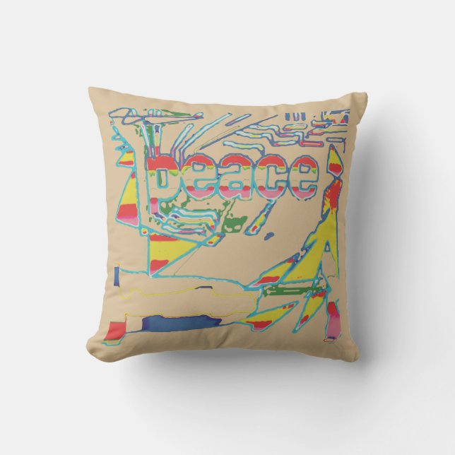 Cojín Decorativo "Paz", Inspirador, rojo amarillo, Tan, arte suroes (Anverso)