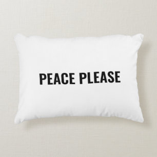 Cojín Decorativo Paz por favor personalizado blanco negro texto min