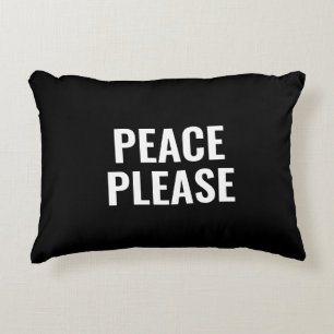 Cojín Decorativo Paz Por favor tipografía moderna en blanco y negro