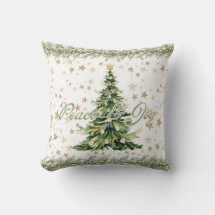 Cojín Decorativo Paz Y Alegría Árbol Verde De Navidad