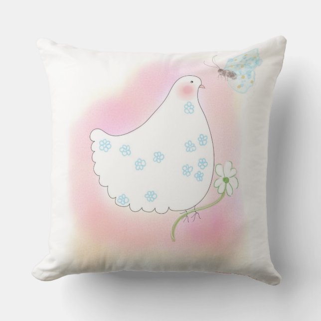 Cojín Decorativo Peace Dove, pink pillow (Anverso)