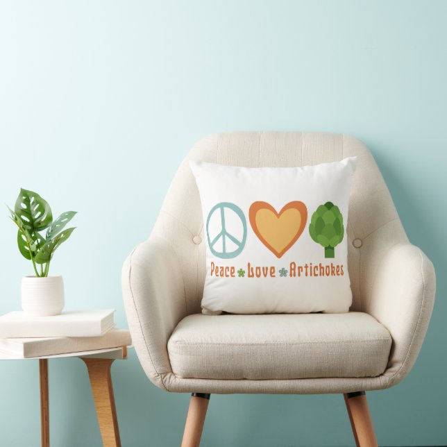 Cojín Decorativo Peace Love Artichokes Vegan Veggie Hippie Foodie (Silla)