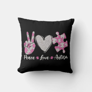 Cojín Decorativo Peace Love Autism Autism Awareness Month Puzzle He