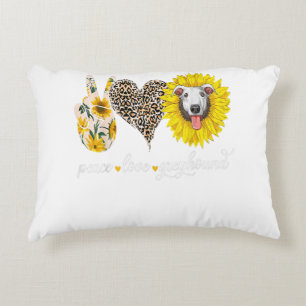 Cojín Decorativo Peace Love Greyhound Dog Sunflower - Perro Lover R