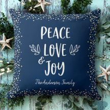Peace Love Joy Modern Script Dots Gold Nombre de l