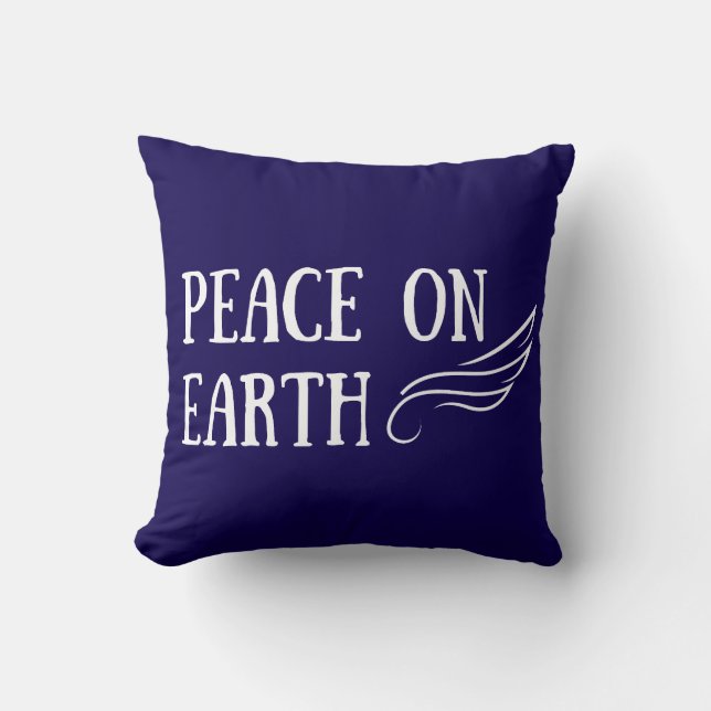 Cojín Decorativo Peace on Earth Elegant Holiday Lettering (Anverso)