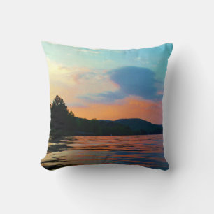 Cojín Decorativo Peach and Blue Sunset en el lago montañoso