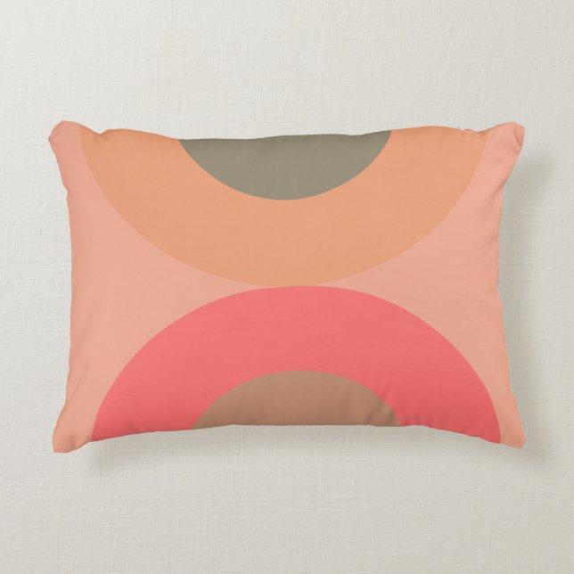 Cojín Decorativo Peach and Olive Modern de mediados del siglo (Anverso)