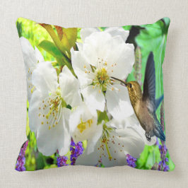 Cojín Decorativo Peach Blossom Hummingbird