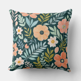 Cojín Decorativo Peach, Blue and Green Boho Whimsical