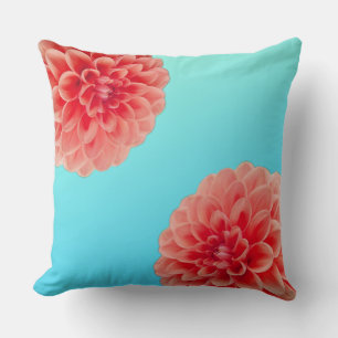 Cojín Decorativo Peach Dahlia & Aqua Blue