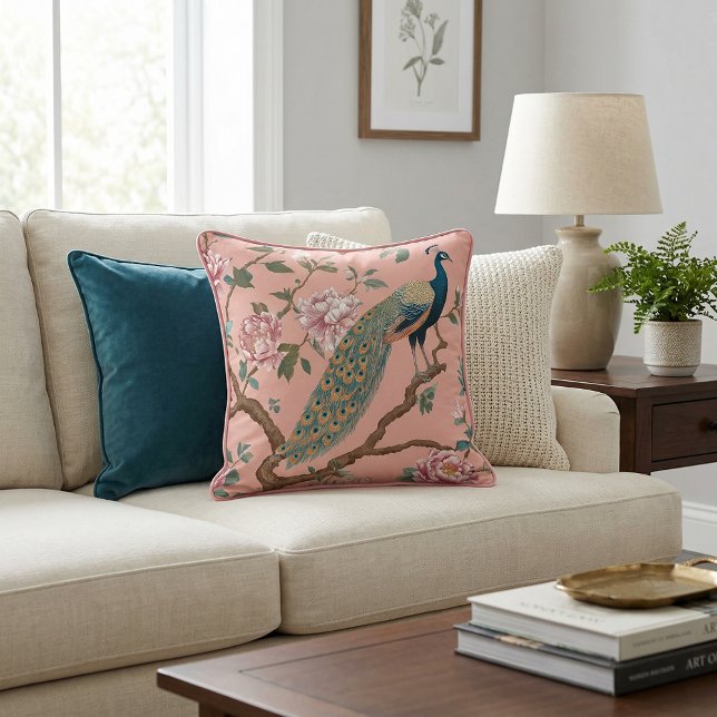 Cojín Decorativo Peach elegant retro stylish pattern Throw Pillow (Subido por el creador)