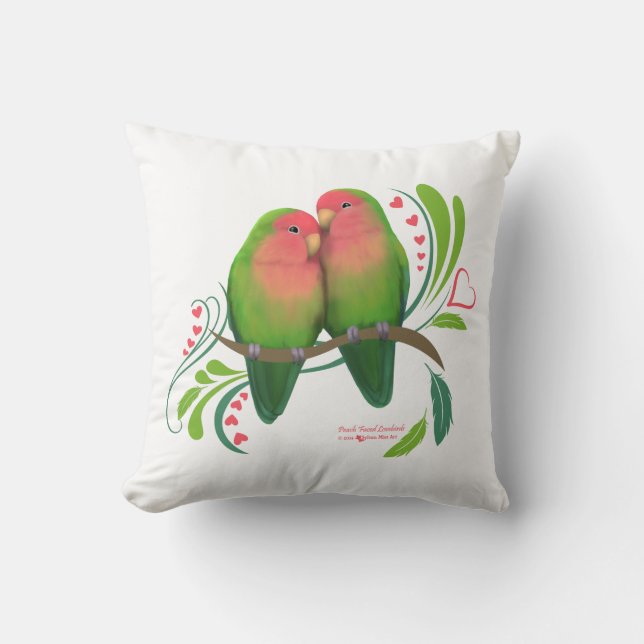 Cojín Decorativo Peach Faced Love Birds (Anverso)