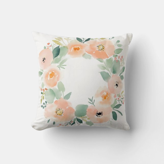 Cojín Decorativo Peach Floral Wreath Pillow (Anverso)