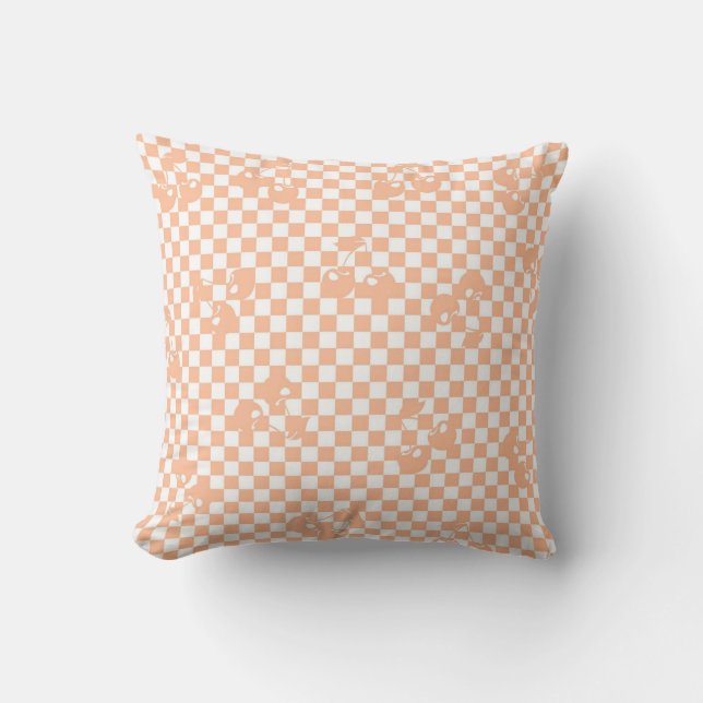 Cojín Decorativo Peach Fuzz Cherry Gingham Pattern (Anverso)
