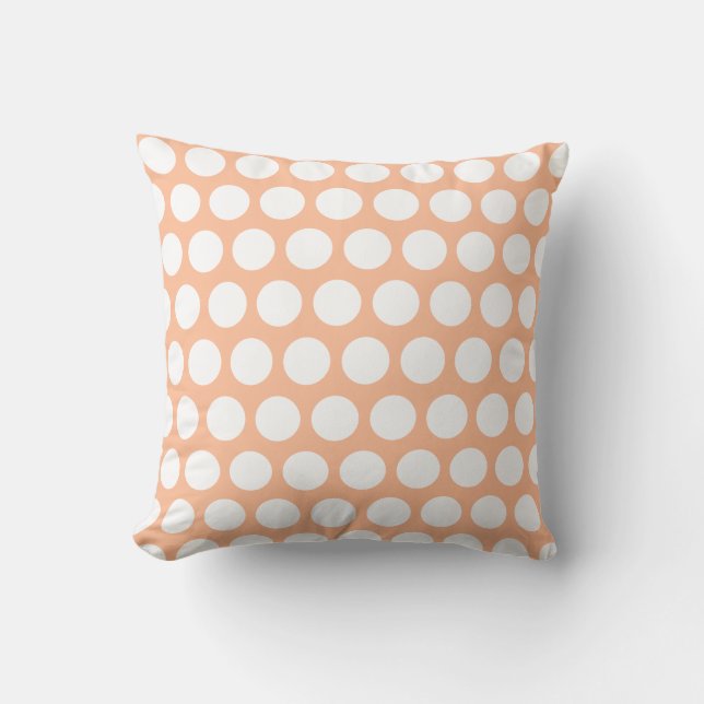Cojín Decorativo Peach fuzz retro polka puntos (Anverso)