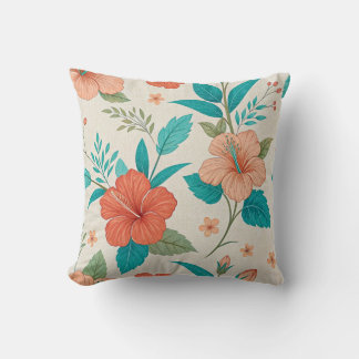 Cojín Decorativo Peach Hibiscus Floral