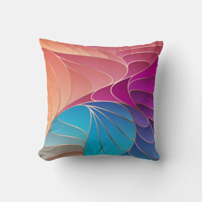 Cojín Decorativo Peach, Mauve, Purple, Blue New Art Nouveau Throw P (Anverso)
