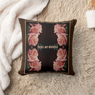 Cojín Decorativo Peach Rosa Trio Floral Vintage Personalizado