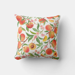 Cojín Decorativo Peach Tropical Fruit Vintage Pattern.