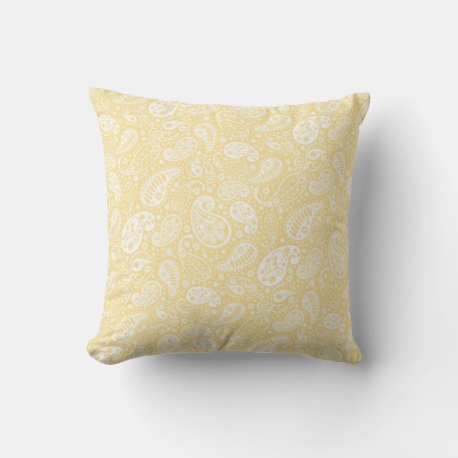 Cojín decorativo Peach Yellow Paisley (Anverso)